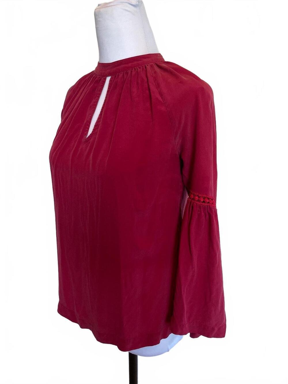 Trina Turk Wine Silk Blouse XS Whimsigoth Boho Dark Feminine Romantic Goth Vampy